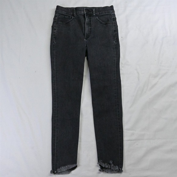 Express Denim - Express 4 Short Ankle Legging Super High Rise‎ Black Stretch Denim Jeans